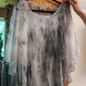 Stylish see through black/white/grey tunic with sequines and tank top